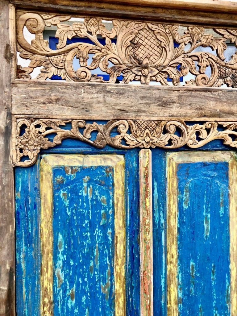 “Budi”alte Holztür florale Verzierung – Dari Asia – Antike Türen